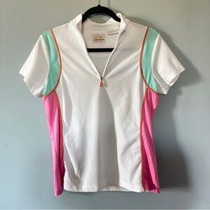 EP Pro White Short-Sleeve Athletic Top with Pink & Mint Accents